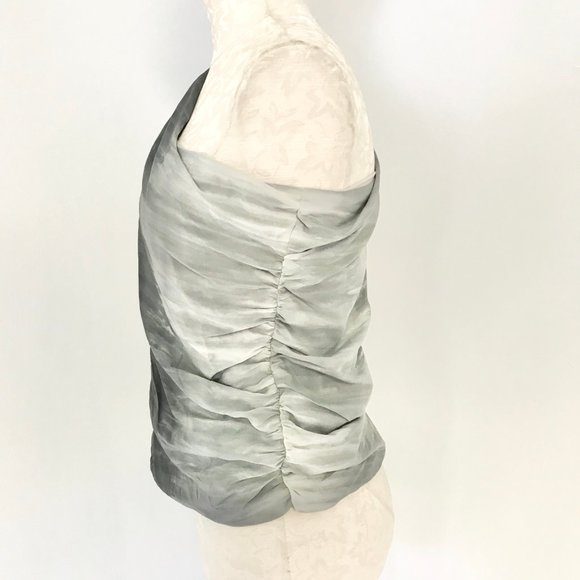Alice & Olivia XS Silk One Shoulder Grey Ombre Top - Picture 11 of 12
